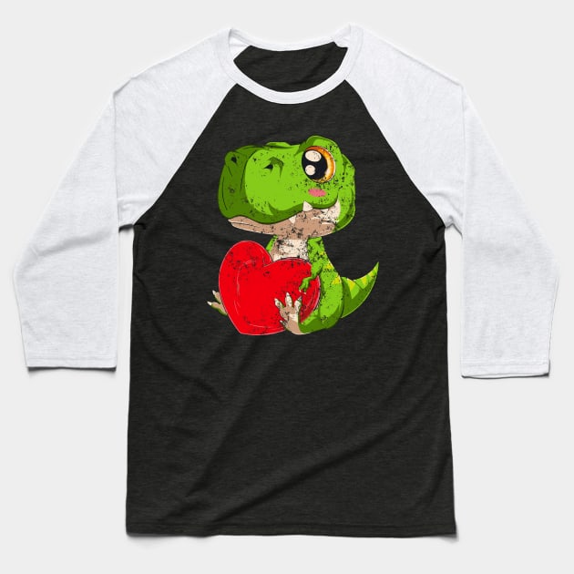 Kawaii T Rex Dinosaur St Valentine's Day Baseball T-Shirt by LEGO